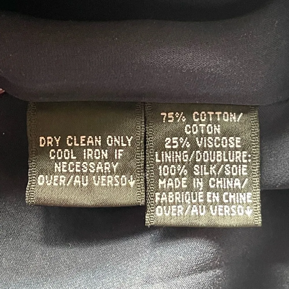 Ellen Tracy Cotton Blend Black/White/Tan Short Sleeve Silk Lined Blazer Size 6 - Image 4