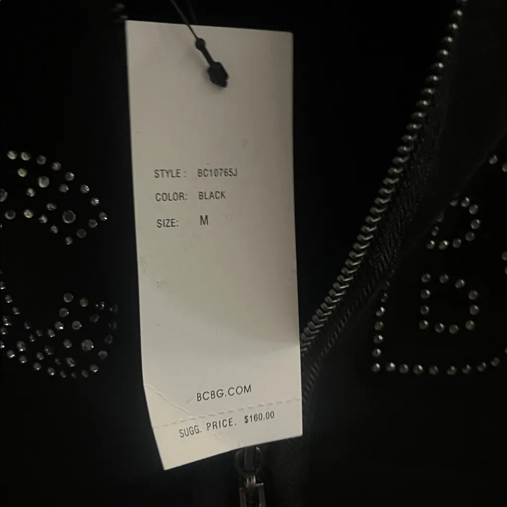 NEW SIZE MEDIUM BCBG MAXAZRIA, Black with Rhinestone Detail Hoodie & Pant Set - Image 12