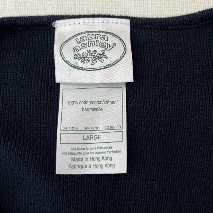 Vintage Laura Ashley Navy Blue Button Front Cardigan Sweater - Image 2