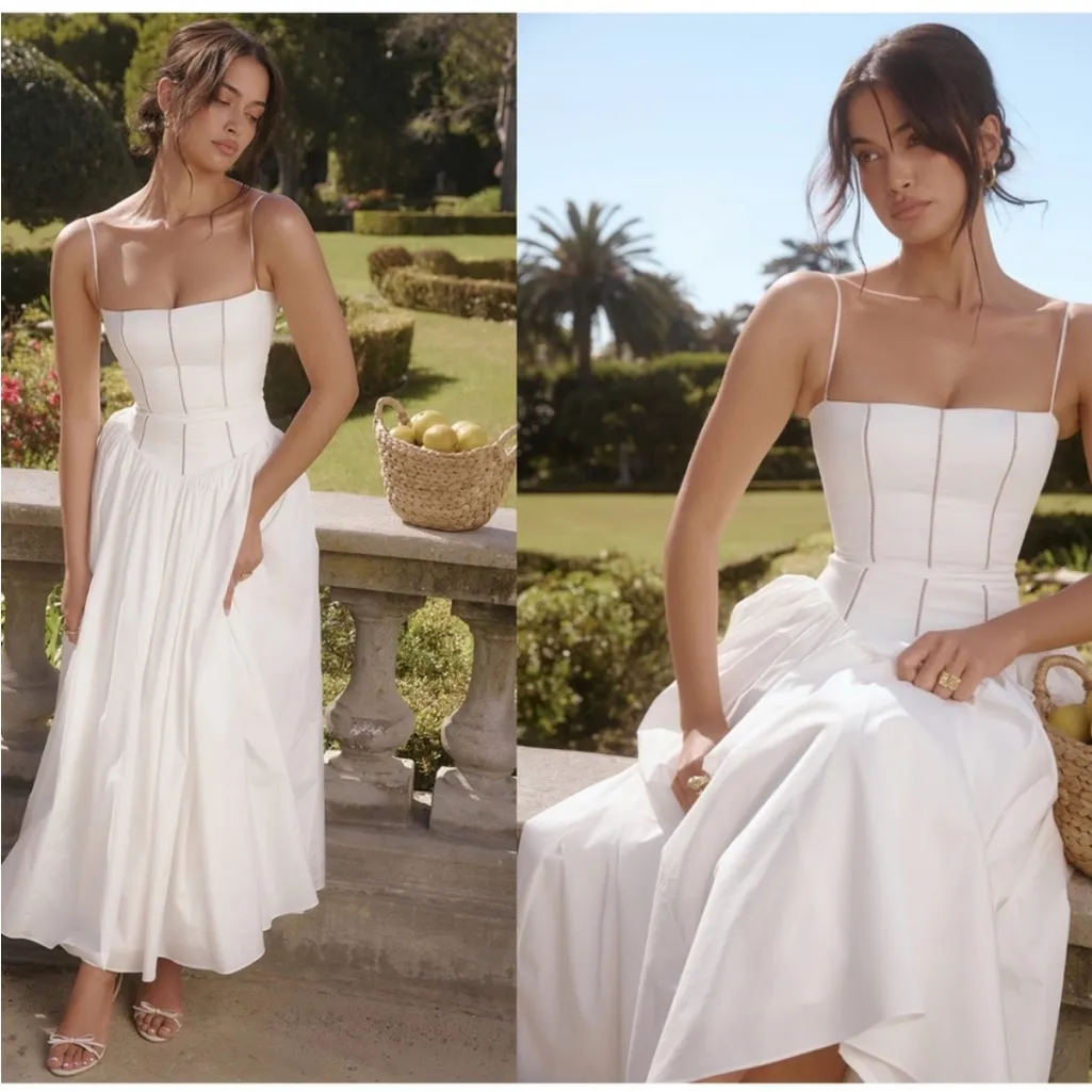 HOUSE OF CB XL D-DD 'Ysabella' White Cotton Maxi Sundress‎ NWOT size XL - Image 2