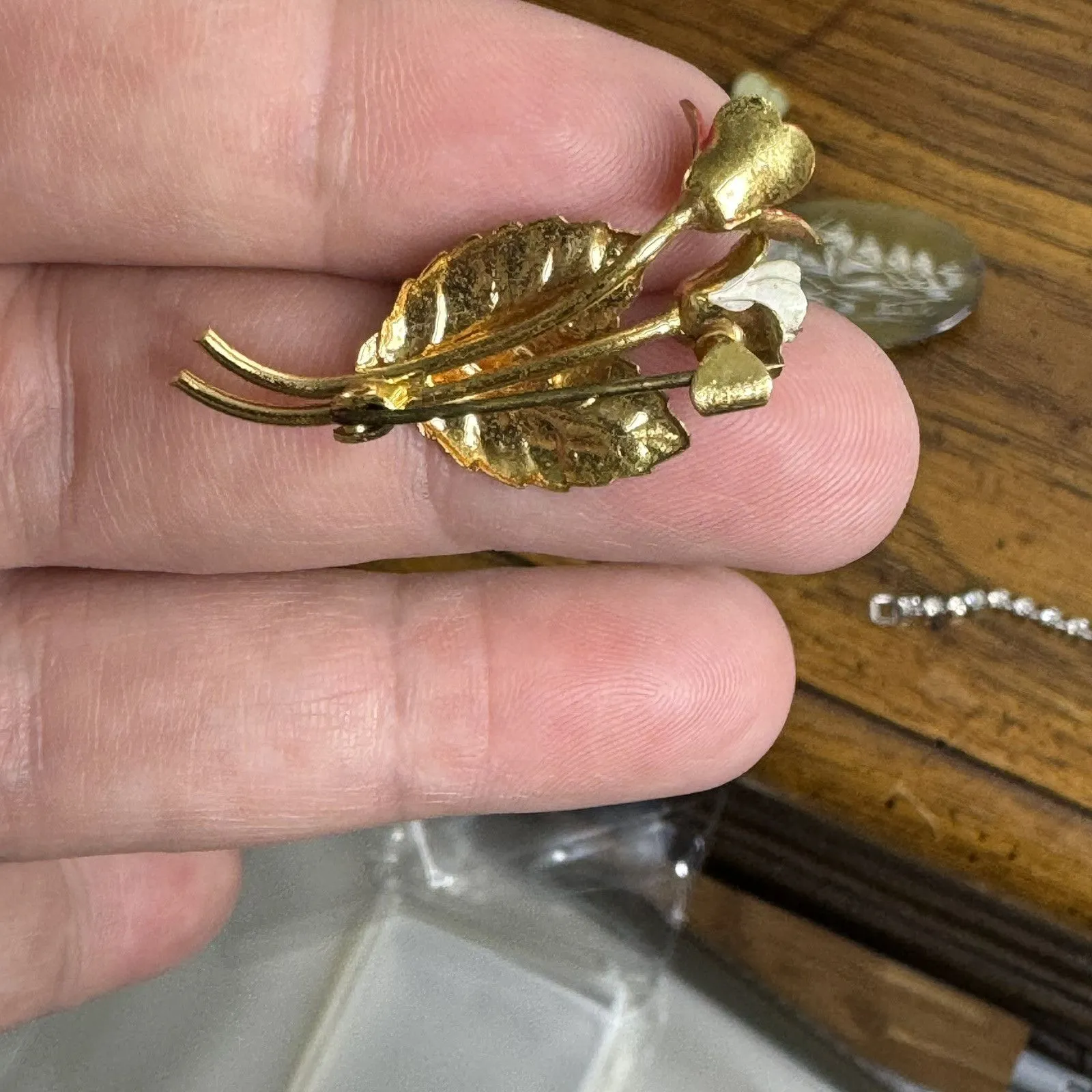 Vintage Flowers‎ Rose Brooch Pin Gold - Image 5