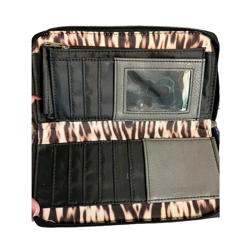 Nicole Miller NEW YORK Wallet Clutch Purse for Cards & Cash Blue Gray Zipper - Image 5