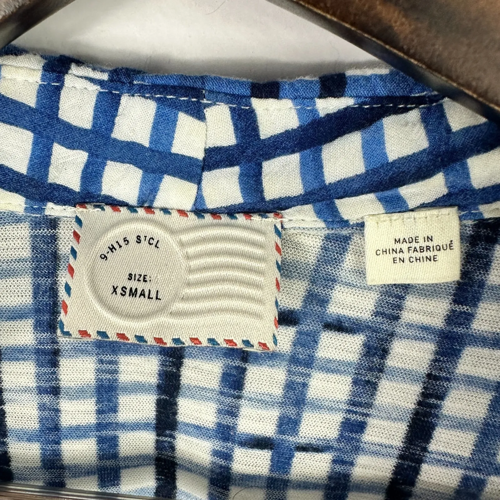 Postmark Womens Top XS Blue Gingham Wrap Blouse Grid Print Cottage Preppy Picnic - Image 3