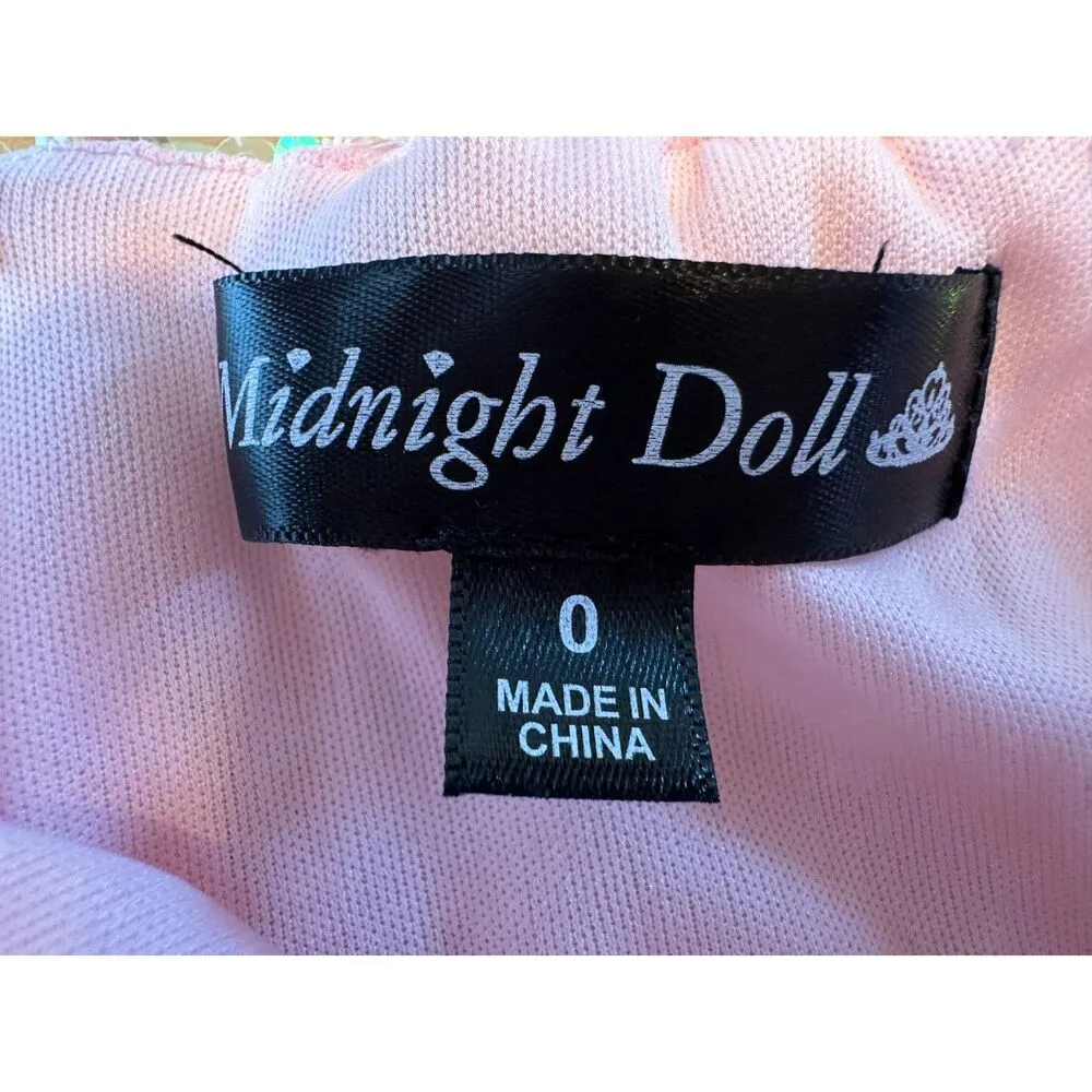Midnight Doll One Shoulder Pink Sequin Gown with Front Slit Size 0 - Image 7