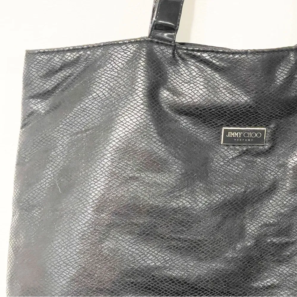 Jimmy Choo Parfums Bag Tote Black with Handles Snake Print Travel - Image 2