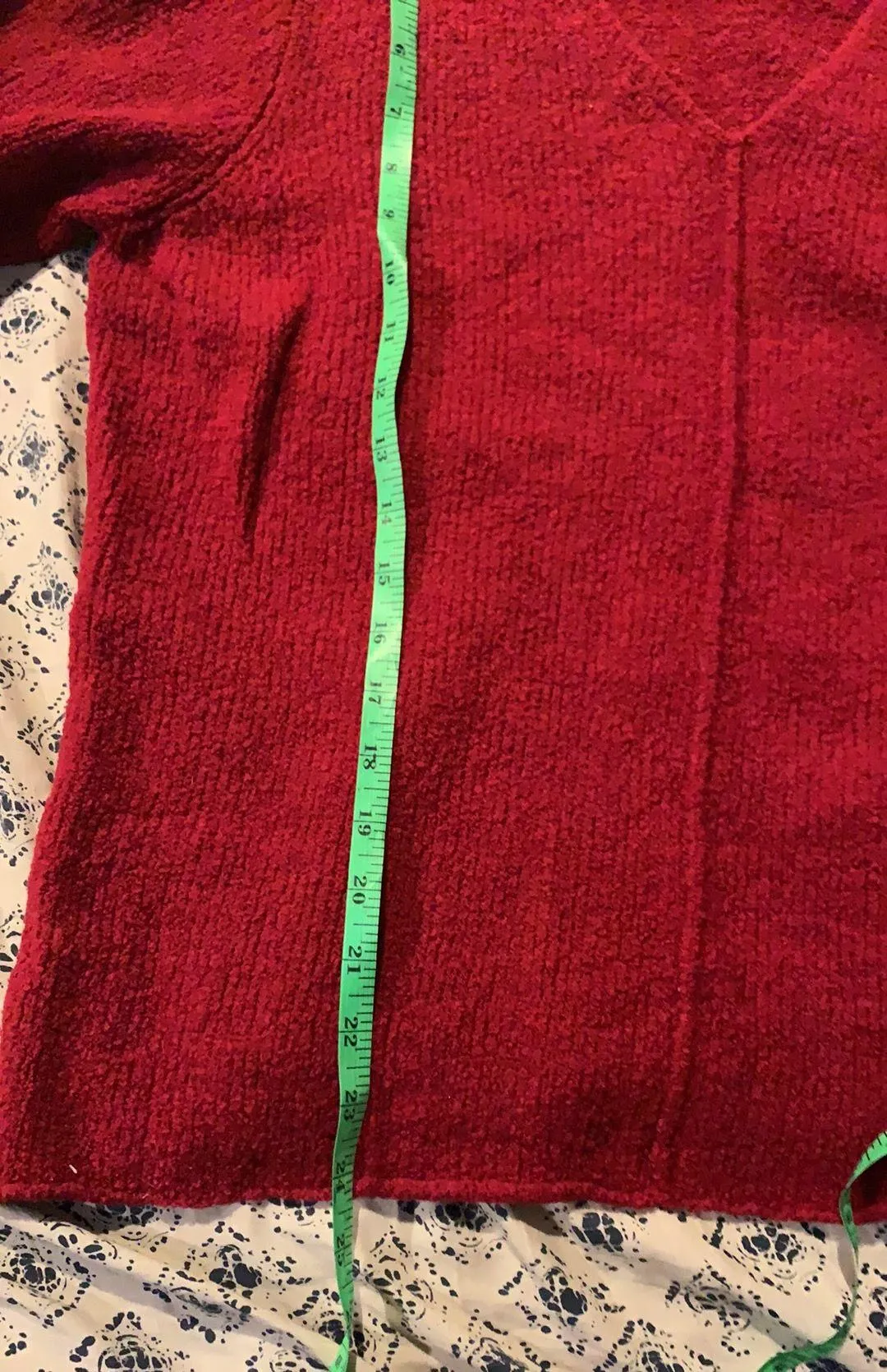 Red Wool Blend V Neck Sweater XL - Image 7