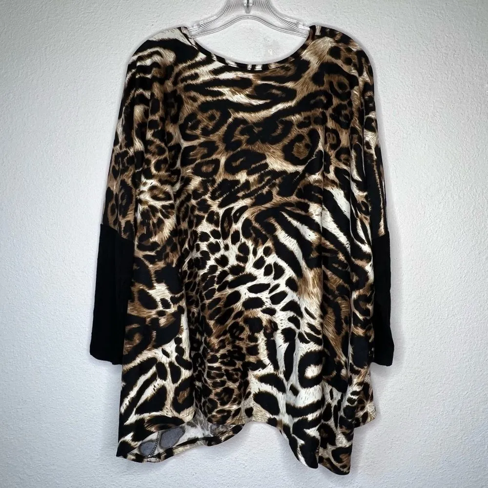The Zig Zag Stripe Animal Print Tunic Top Size XL - Image 40