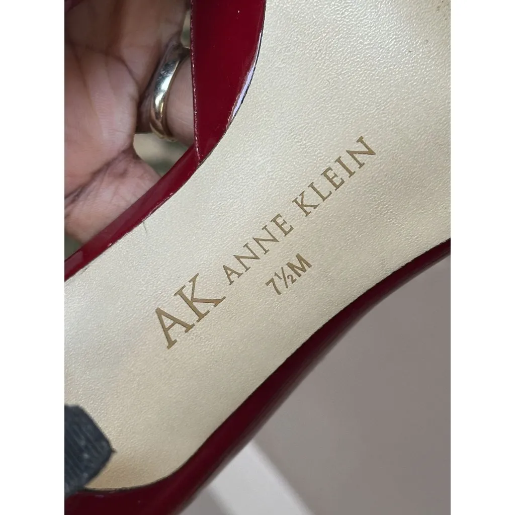 Anne Klein Red Patent Leather Pointed Toe Pumps Classic KittenHeel Comfort Pumps - Image 4