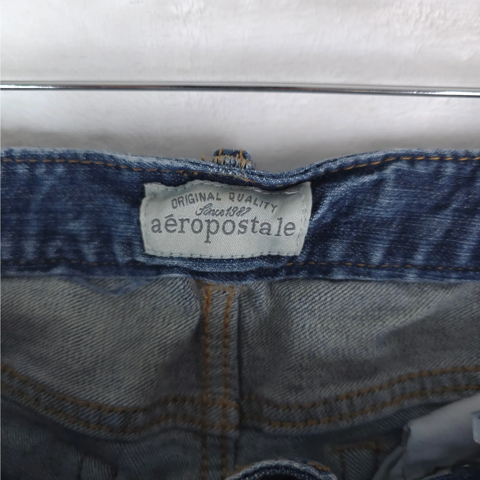 Aeropostale Jeans Womens 3/4 Reg Blue Haley Flare Stretch Denim Y2K Low Rise - Image 5