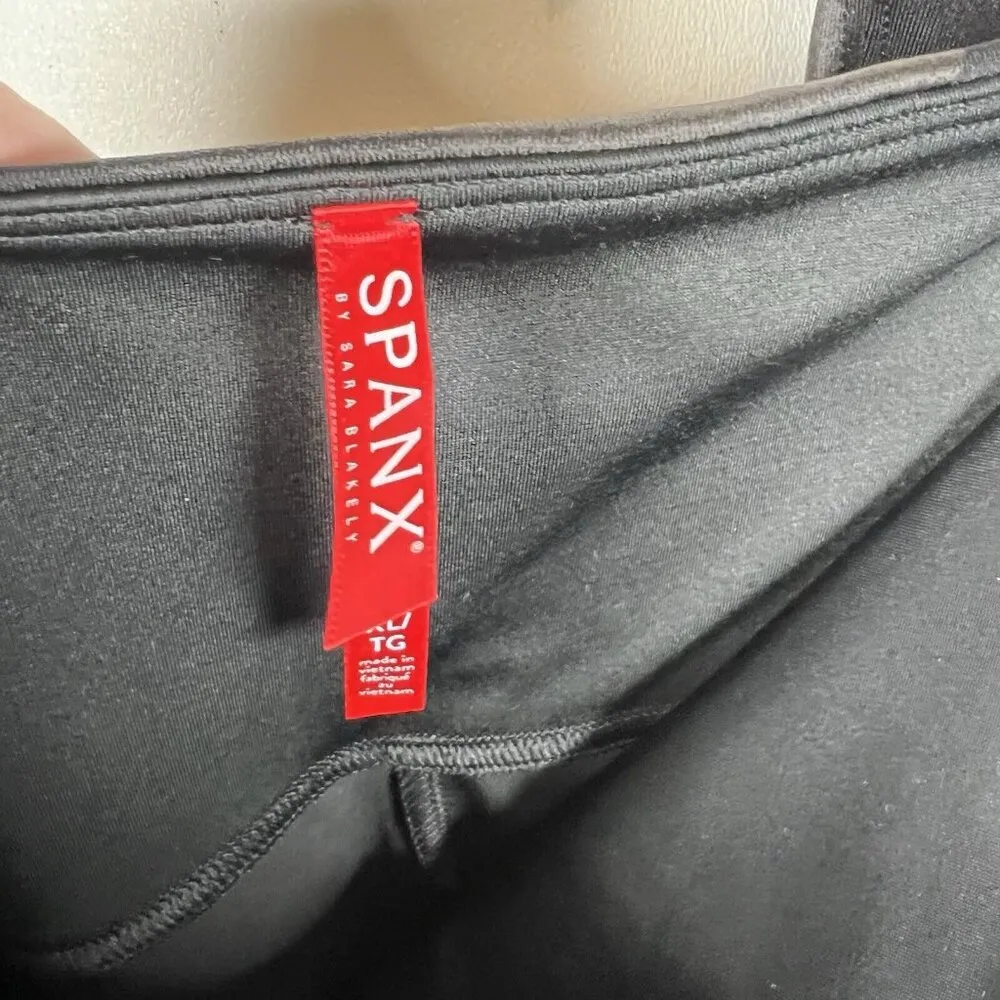 Spanx Faux Leather Leggings Sz XL Matte Black Camo Slimming Athletic Ath leisure - Image 6