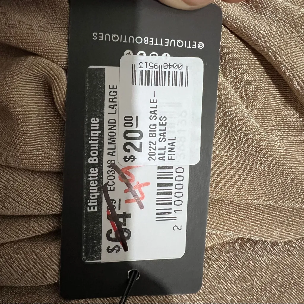 ETIQUETTE halter cross ruched mini dress size large New : Box LO3: Tan - Image 8