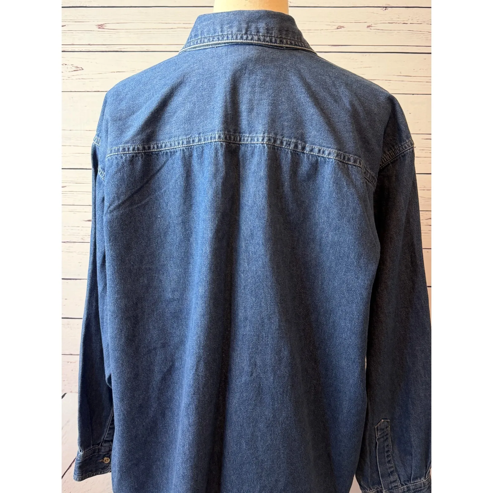 Disney Store denim long sleeve shirt button front‎ Large 101 Dalmatians Dogs Y2K - Image 4