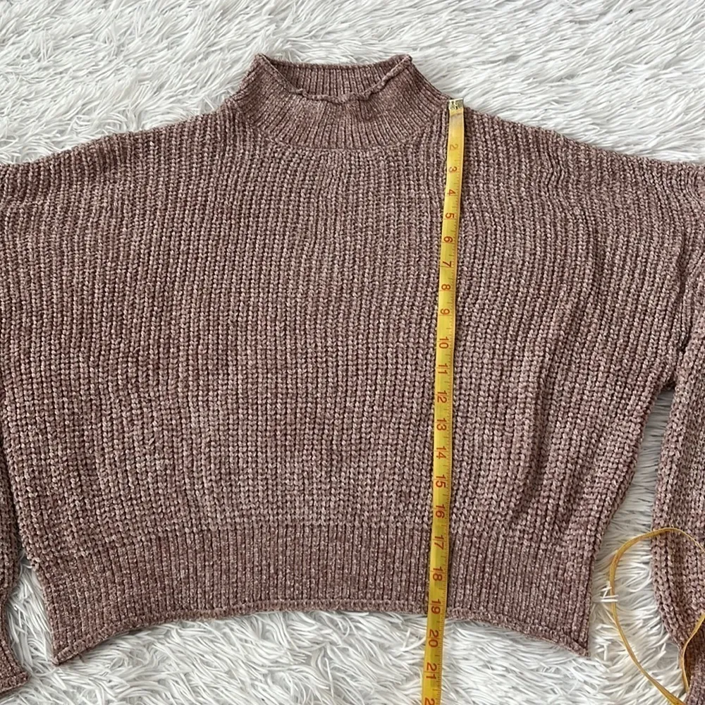 LULUS Women’s Up the Comfort Taupe Chenille Knit Mock Neck Sweater Small - Image 7