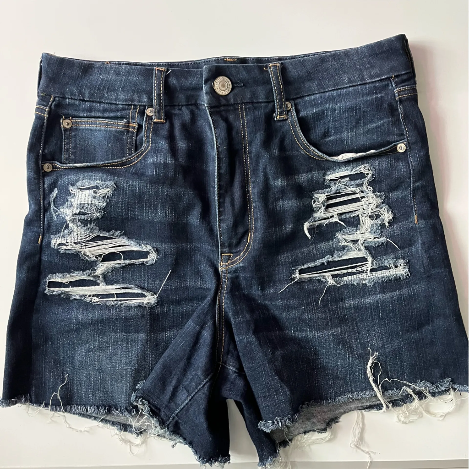 American Eagle Outfitters • Destructed Curvy High Rise Shortie Denim Shorts - Image 6