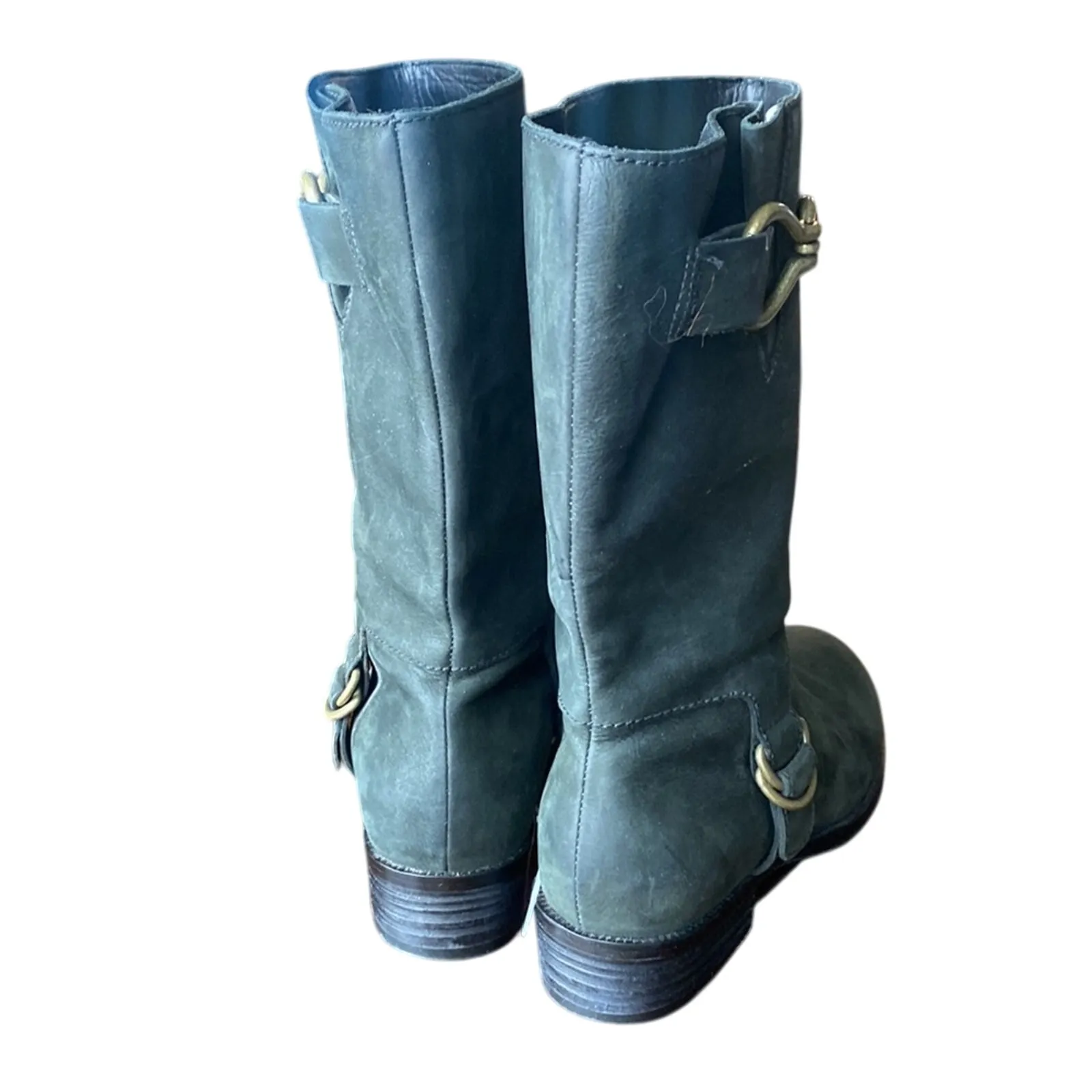 Cole Haan Nike Air charcoal Black Leather Boots mid calf gold accents size 6.5 - Image 5