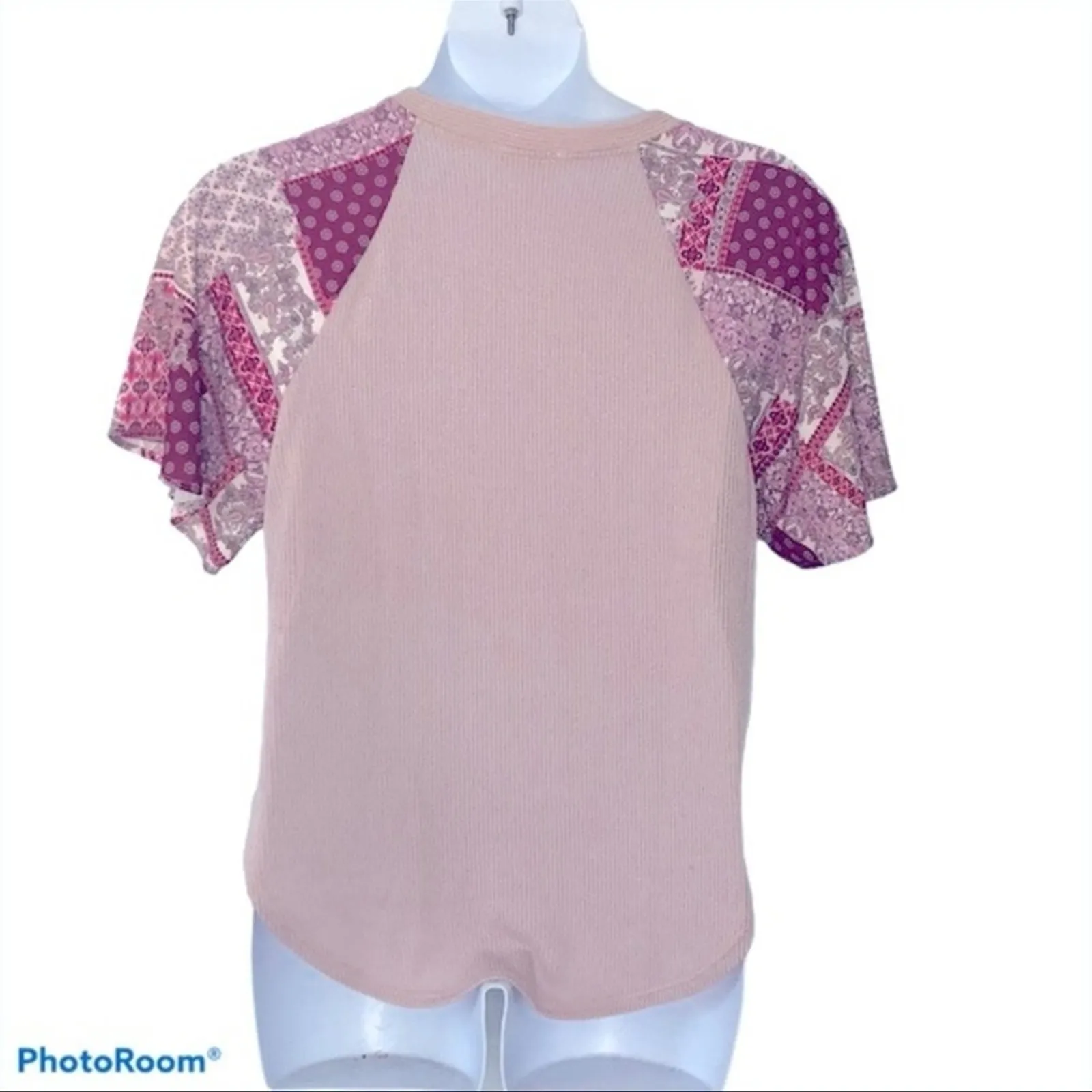 Altar’d State Waffle Knit Tie Front Blouse Size Small | Patchwork Paisley Boho - Image 11