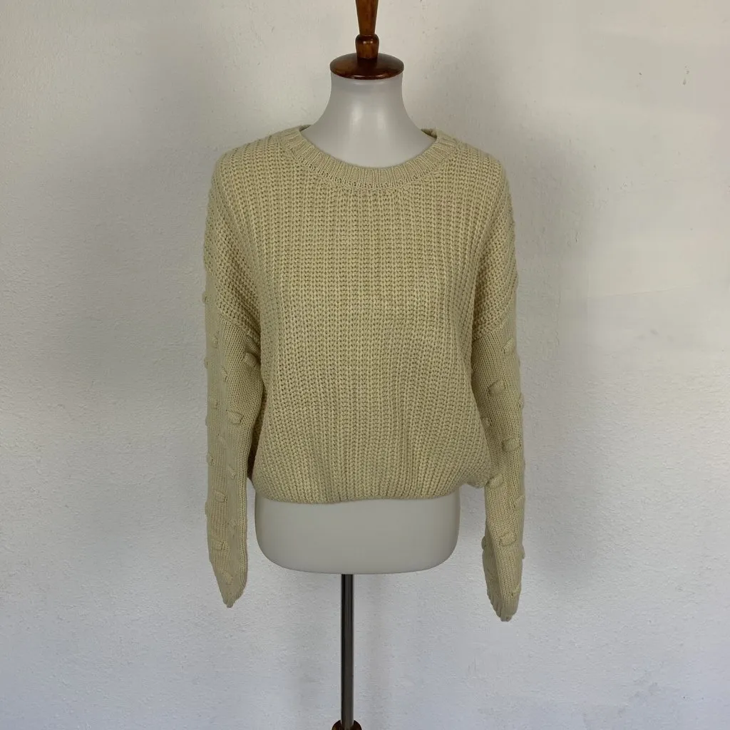 Moon Madison Beige‎ Chunky Knit Sweater Large Cozy Long Sleeve Soft Pullover - Image 8