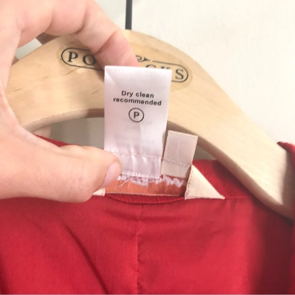 Norm Thompson Vintage Silk Red Embroidered Open Front Blazer Jacket size S - Image 12