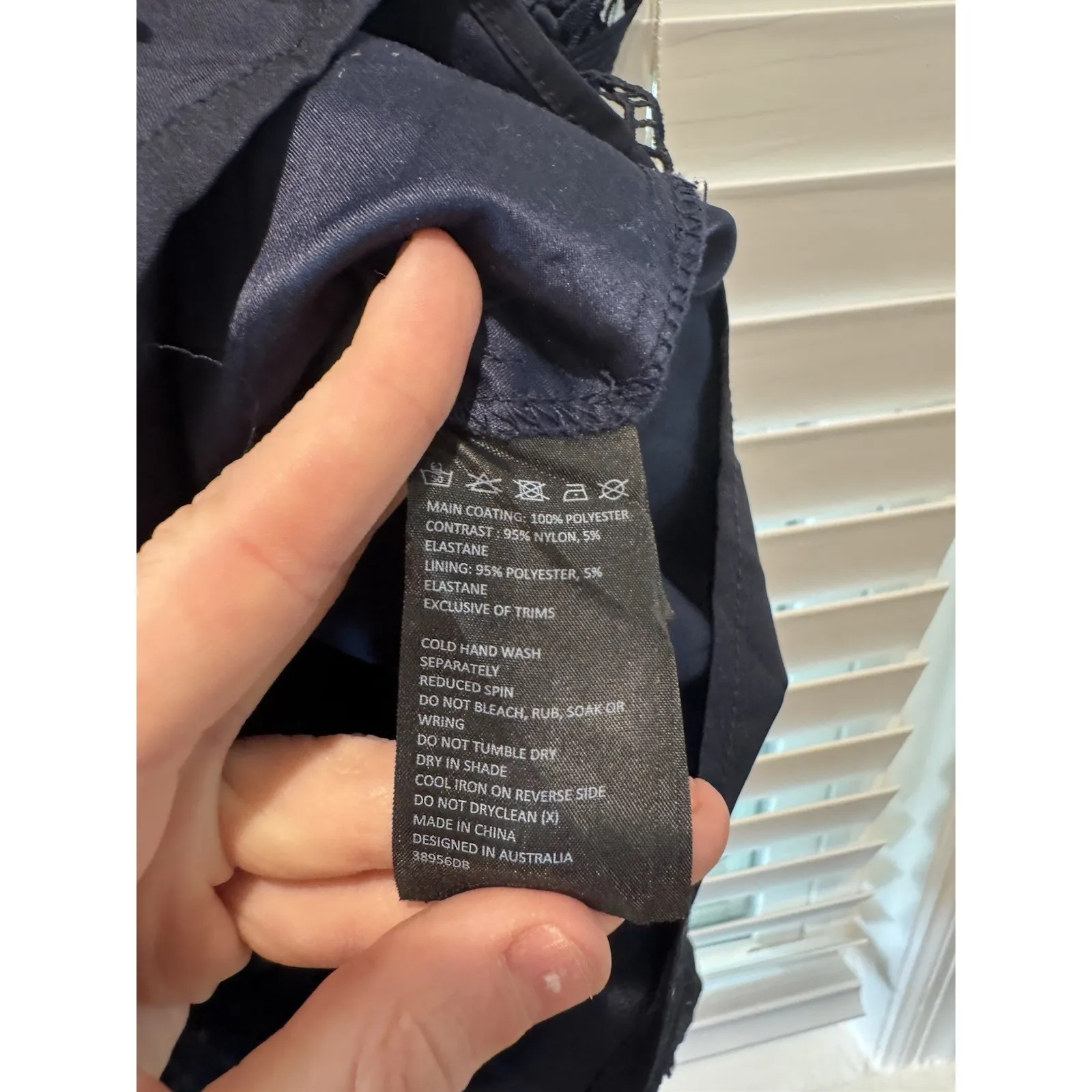 BARDOT Lace Pencil Navy Blue Sexy Sheer Top Midi‎ Dress Date Formal Sz 6 Small - Image 6