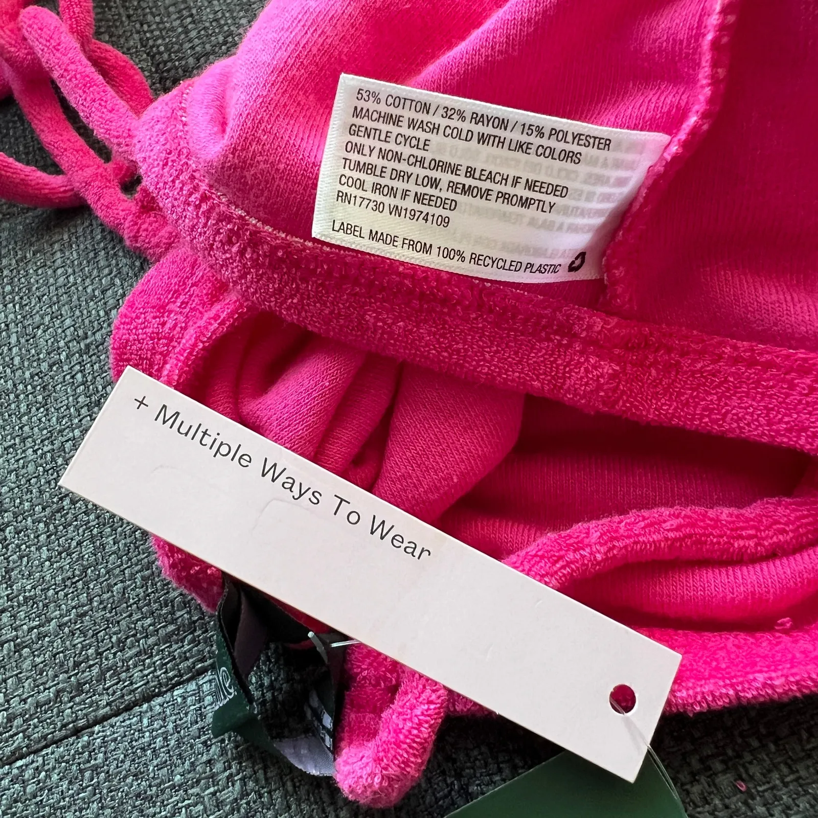 Wild Fable Women's Vibrant Pink Towel Terry Tiny Tank Top - Size XL - NWT - Image 3