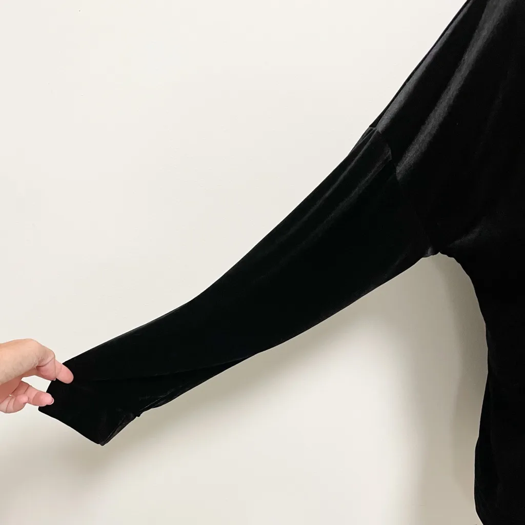 Bobeau Black Velvet Corset Tie V Neck 3/4 Sleeve Top NWT Large Stretch - Image 6