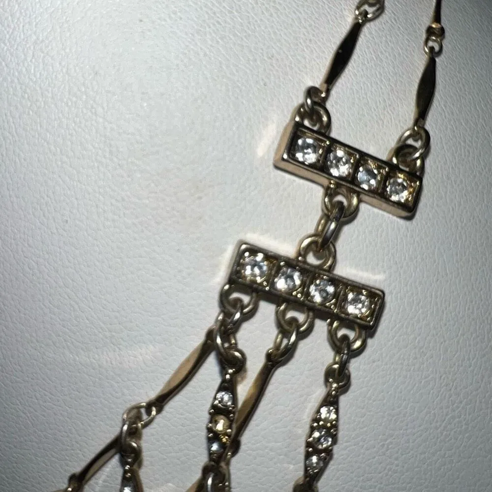 Sequin Jewelry Vintage Gold and Crystal Collar Statement Necklace (see pics and - Image 7