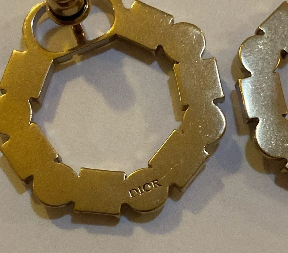 Christian Dior Petit CD EARRINGS Bronze-Finish Metal with White Resin Pearls - Image 7