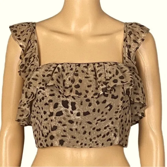 LPA/REVOLVE cropped “Top 692” in Italian Leopard w/back zipper. Size Medium. EUC - Image 2