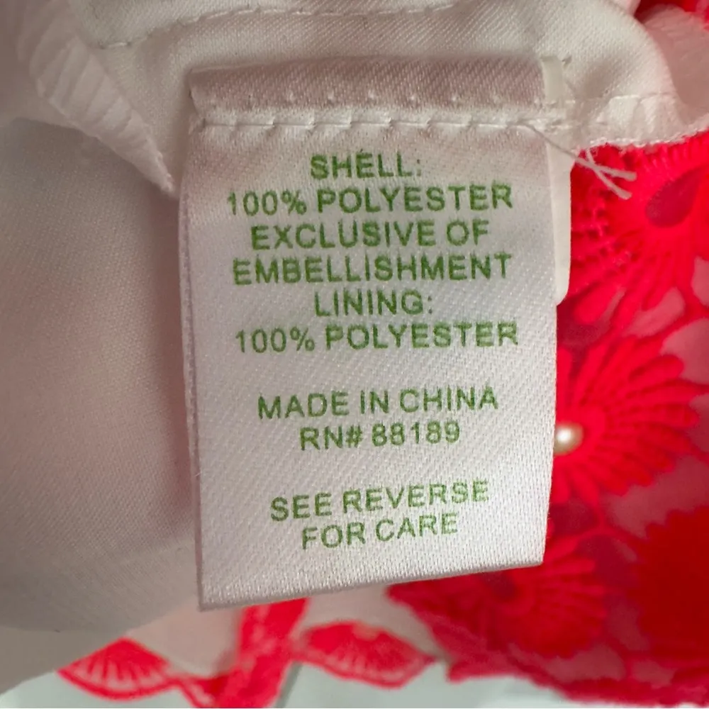 Lilly Pulitzer Fiesta Pink Floral Lace Pearl Bead Pinwheel Mini Dress Sleeveless - Image 11