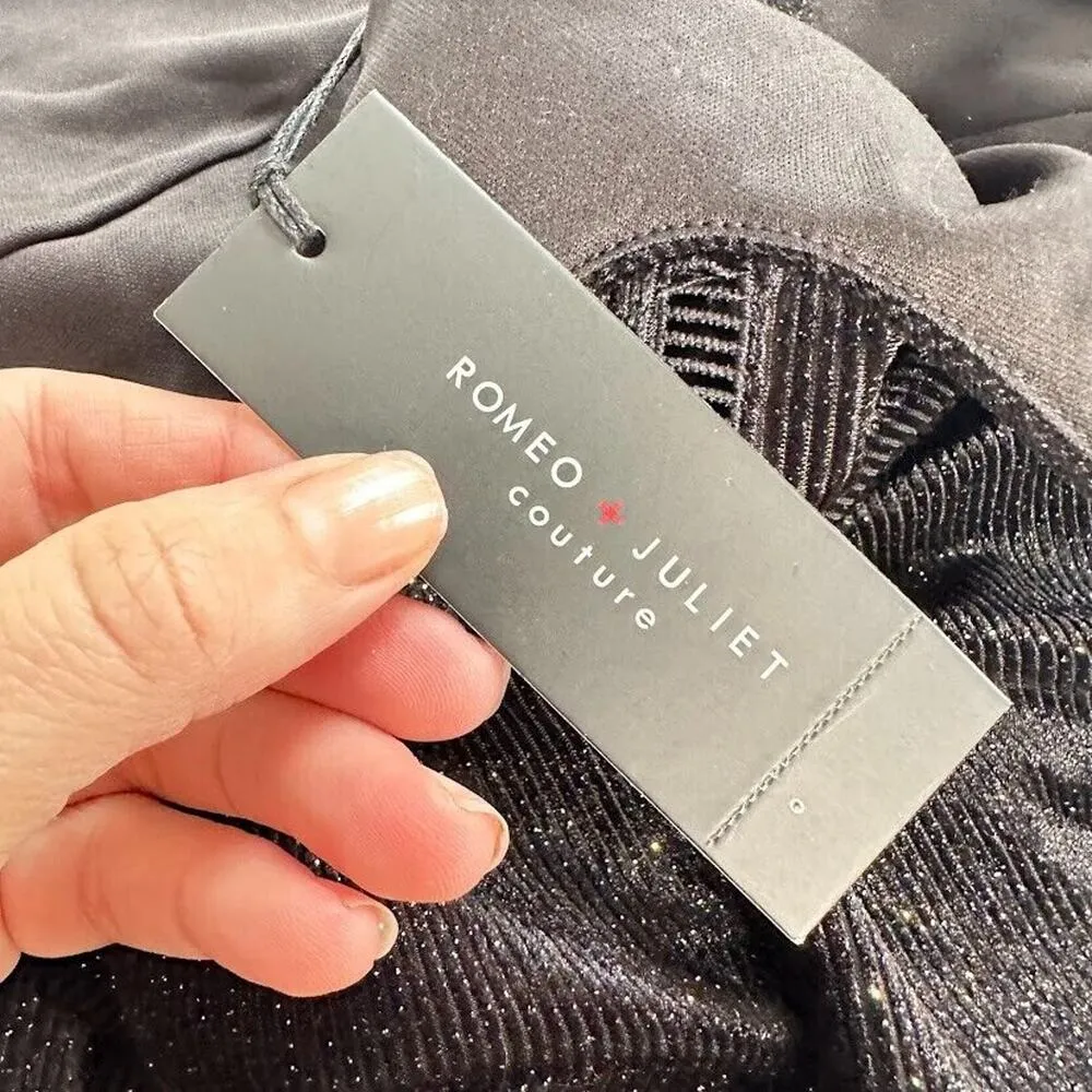 Romeo & Juliet Couture Black Velvet Dress Shimmer Goth Grunge Witchy Size Medium - Image 8