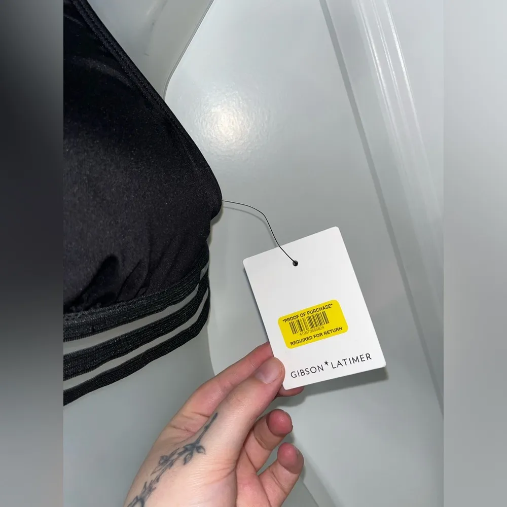 Gibson & Latimer NWT Black Mesh Band V Neck Padded Bralette Swim Top Size XL - Image 14