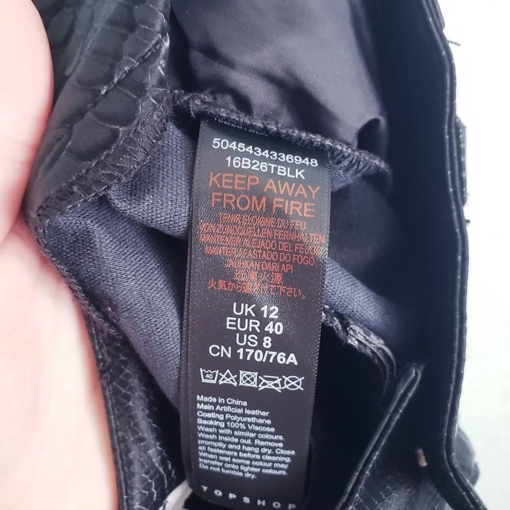 Topshop Faux Black Leather Snake Print Pants - Image 9