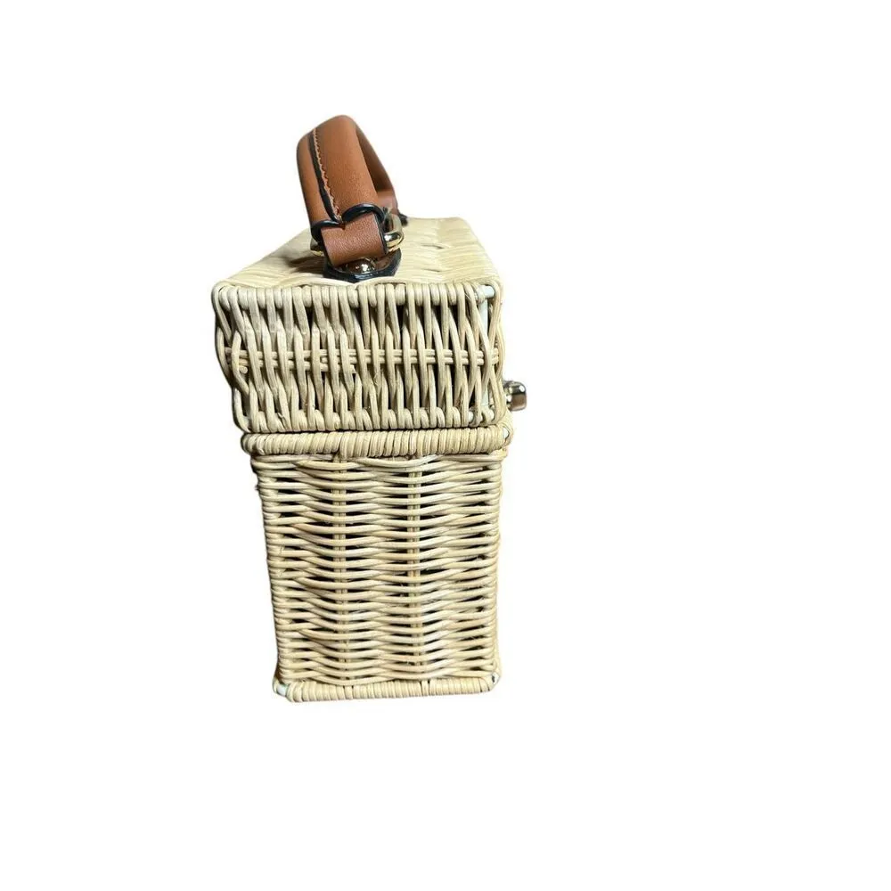 MOMA Wicker Straw Small‎ Box Bag Purse Tan - Image 4