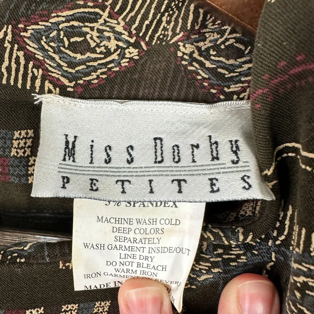 Miss Dorby Petites Dress Women 6P‎ Brown Work Mod Retro Geometric Western Boho - Image 2