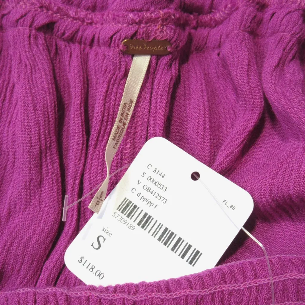 NWT Free People Extratropical Maxi in Dark Pink Crinkled Halter Dress S - Image 9