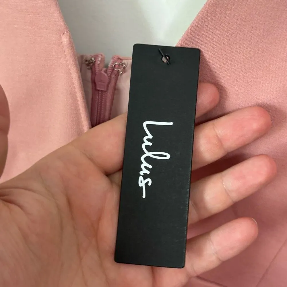 Lulus Dare to Take the Plunge Dusty Pink‎ Tulip Mini Dress NWT XL - Image 4