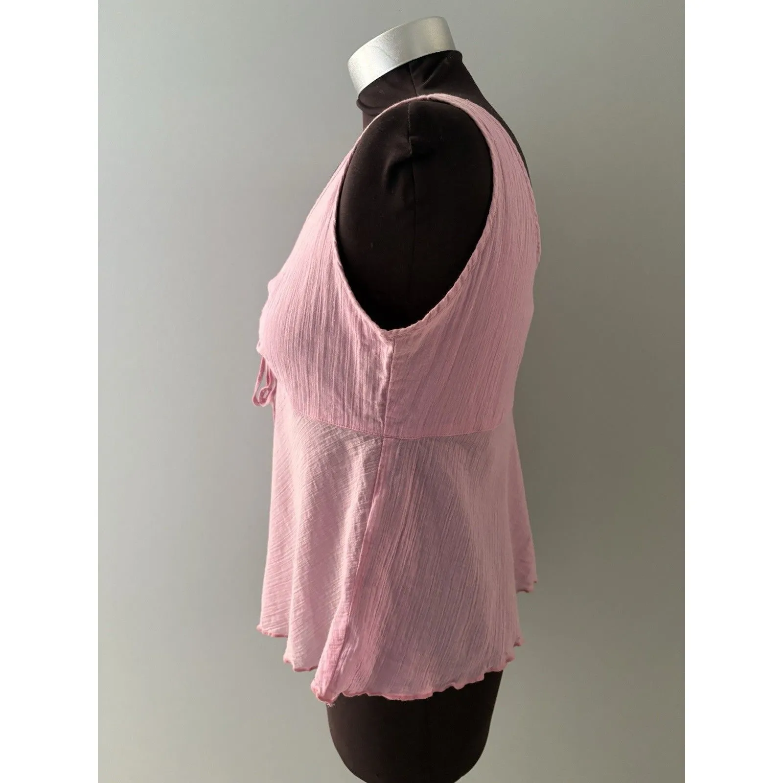 Jams World Voile Babydoll Tank Top Size S Pink Lightweight Fairy Beach Sheer - Image 3