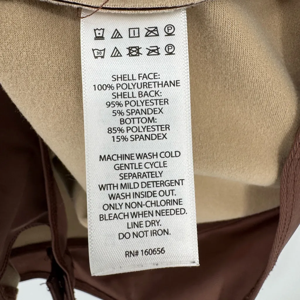 Sincerely Jules Faux‎ Leather Square Neck Bodysuit Medium Brown - Image 5