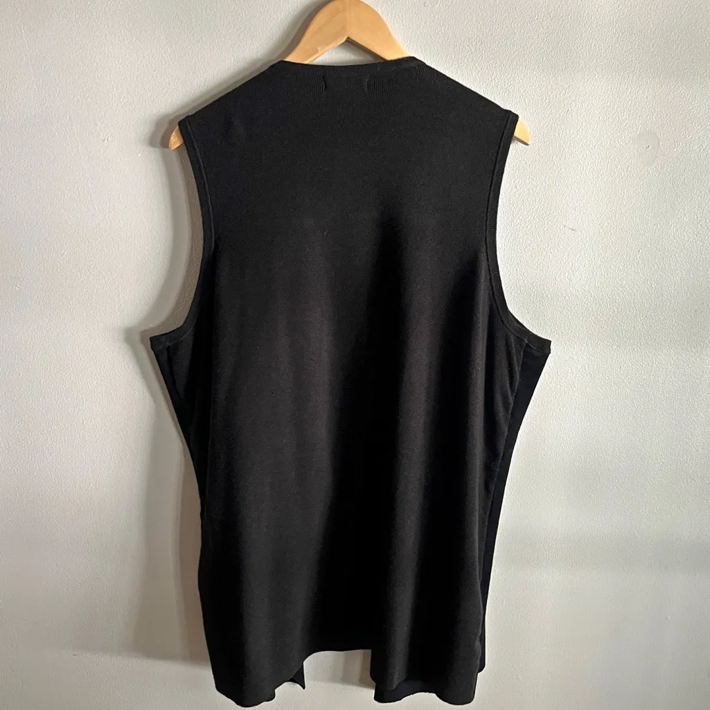 Calvin Klein Black Sleeveless Drape Vest Plus 0X Open Front Waterfall Layered - Image 7