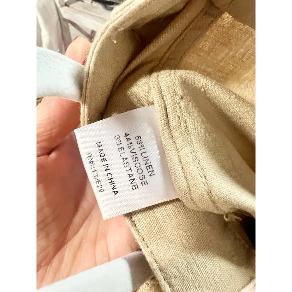 NWT Camila Coelho Matilda High Waisted Wide Leg Full Length Pants Beige-Sand XS - Image 8