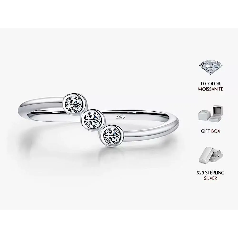 Sparkling Moissanite‎ Diamond Ring | 14k White Gold Plated Sterling Silver - Image 4