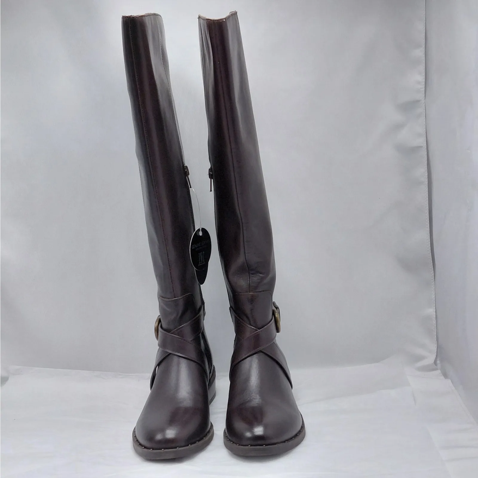 INC Fadora Brown Leather Riding Boots Womens 6M Knee High Zip Equestrian Western Size 6 - Image 6