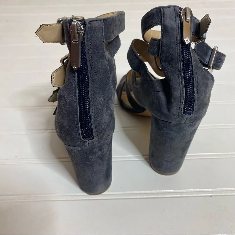 Sam Edelman Navy Blue Suede Leather Yasmina Buckled Caged Heels - Image 5