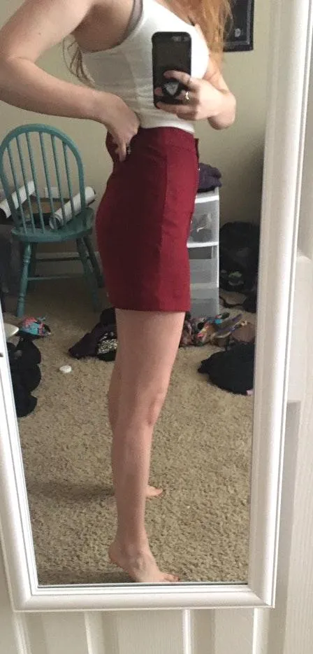 Divided Maroon Suede Skirt - Image 2