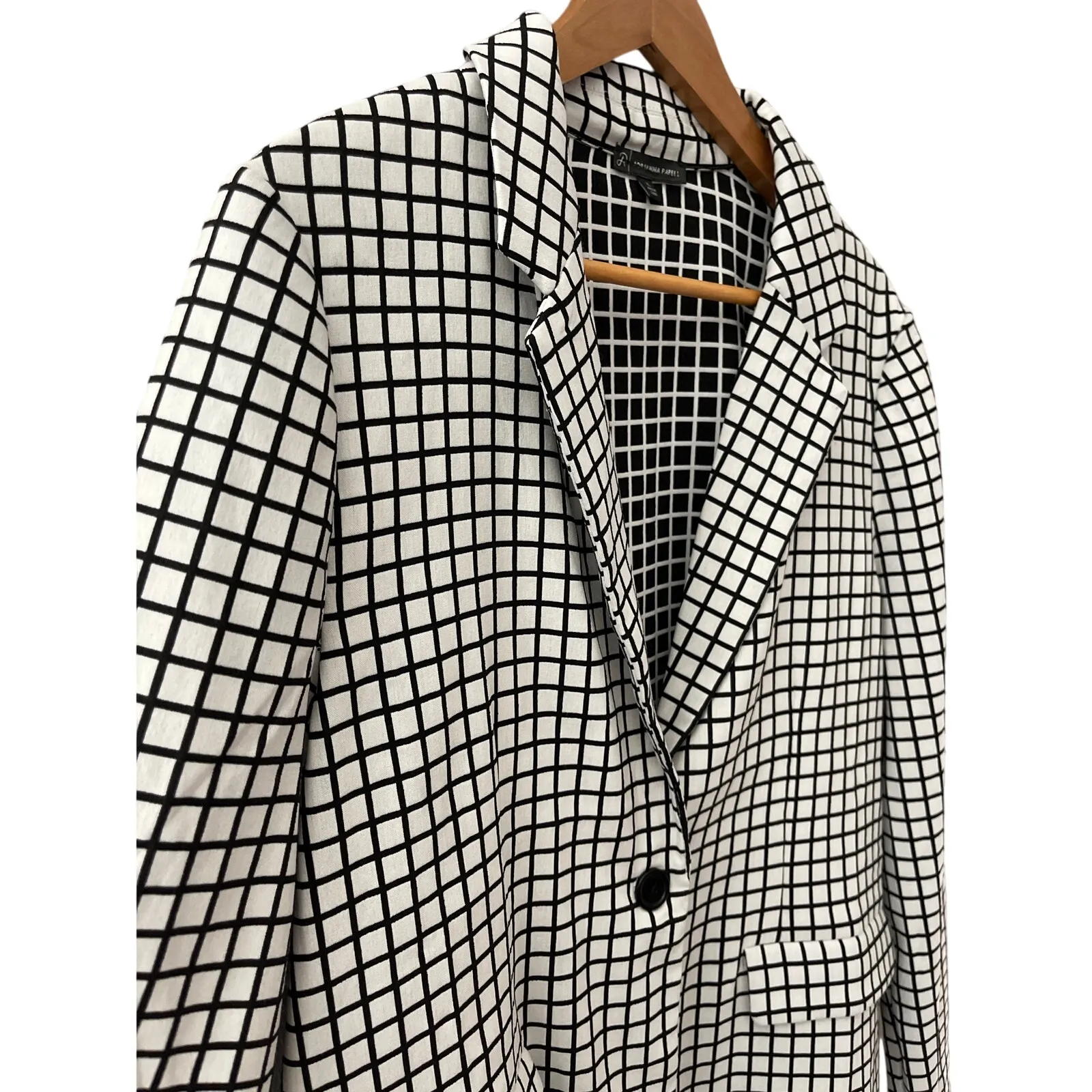 Adrianna Papell Plus Stretch Black‎ & White Checkered One Button Blazer Size CL - Image 8