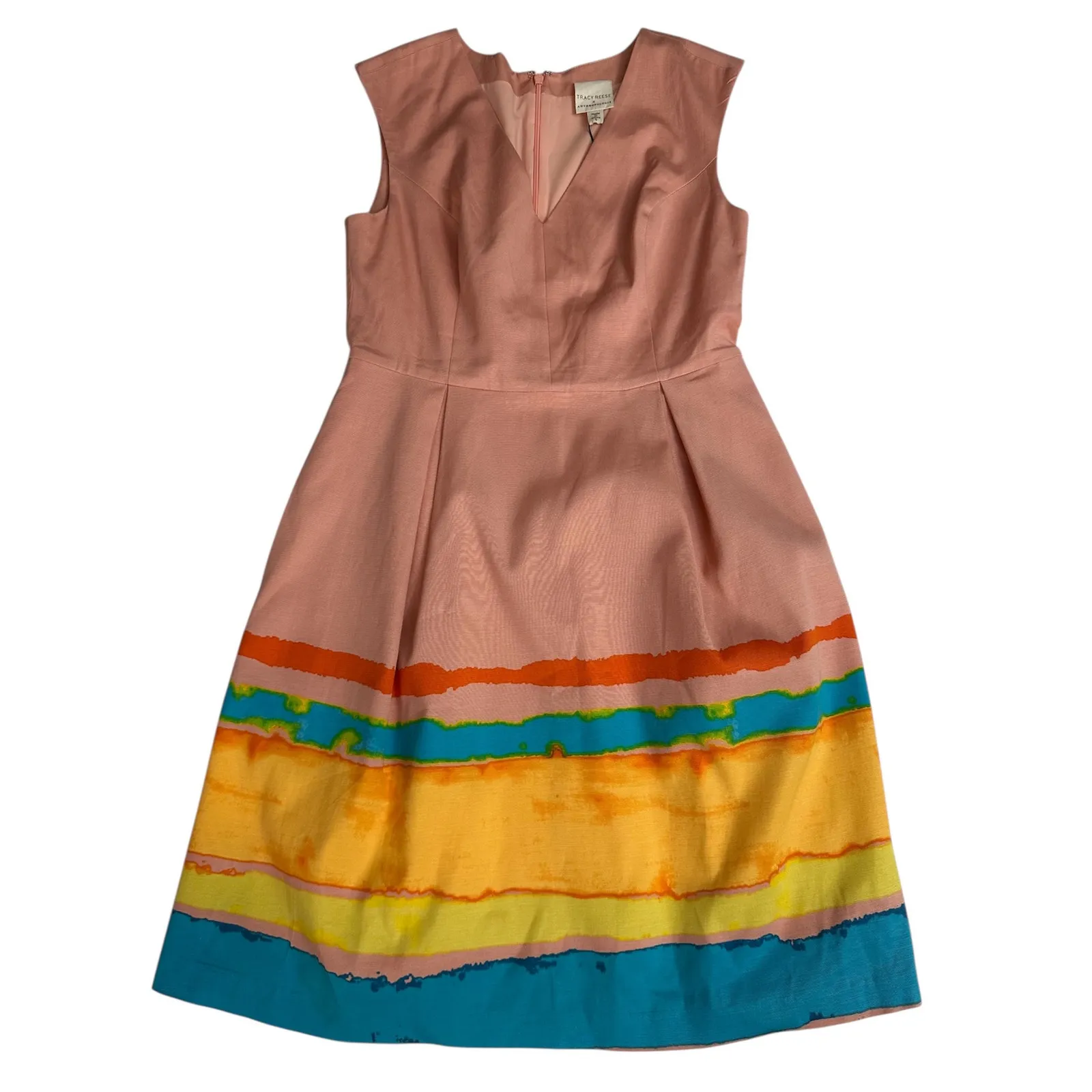 Anthropologie Tracy Reese Mini Dress Pink Painterly Fit & Flare New size 6 - Image 4