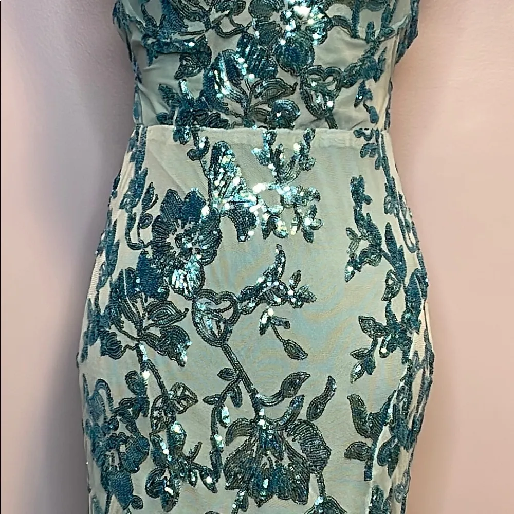 Faeriesty Spaghetti Strap Back Lace Up Sequin Women’s Dress Size Medium … Green - Image 4