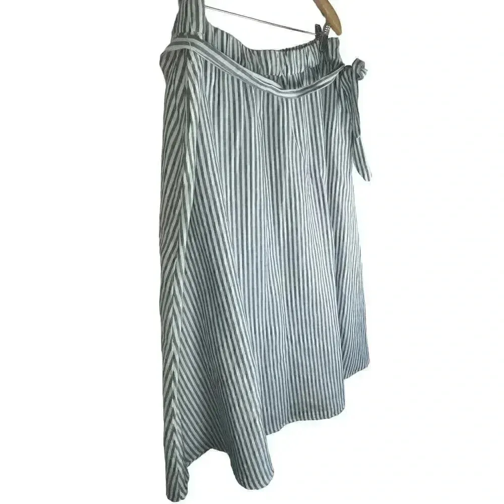 TALBOTS NWT Blue & White Striped Linen Cotton‎ Blend Midi A-Line Skirt Size XLP - Image 3