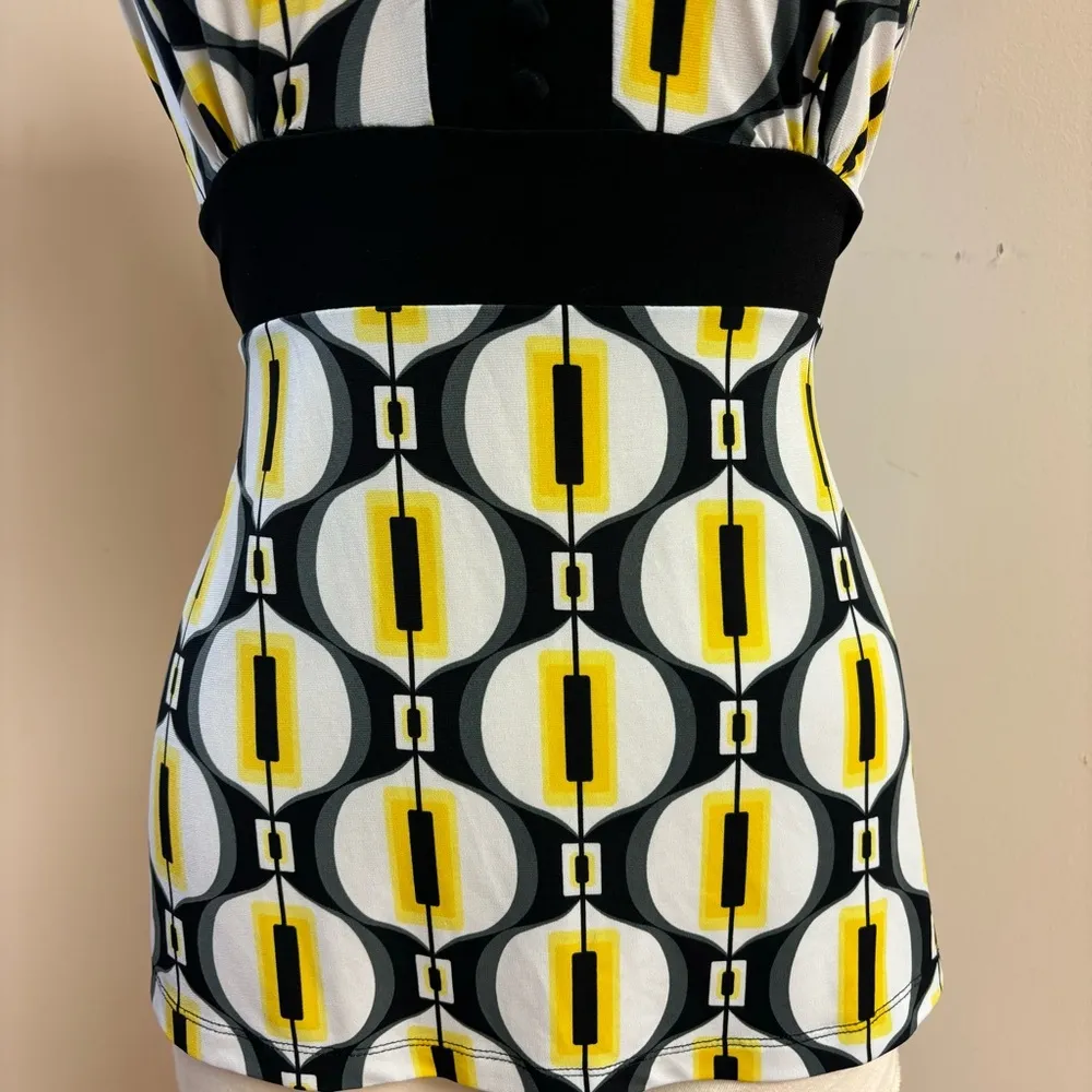 Y2K Women’s Retro Psychedelic Geometric Patterned Funky Babydoll Style Top - Image 3