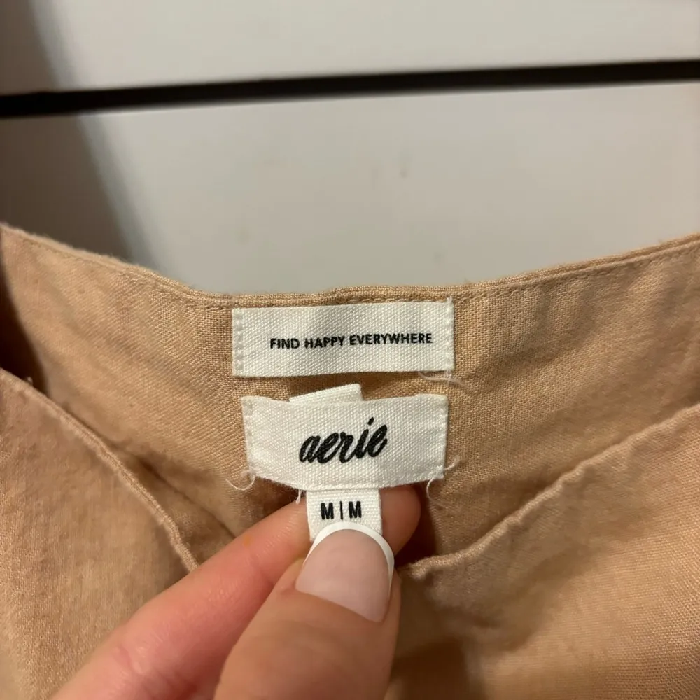 Aerie Flutter Sleeve Square Neck Babydoll Tunic Linen Blend Mini Dress - Image 4